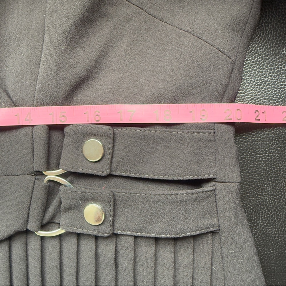 Karen Millen Military Black Pleat Wrap-Front Mini Dress with Side Buckle Size 16 - Picture 14 of 15